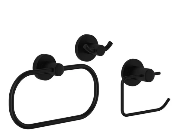 Malmo Black 3 Piece Set (Roll, Ring and Hook)